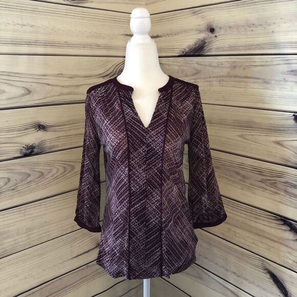 The Limited Purple & White Patterned 3/4 Sleeve Lightweight Dress Top Small - Picture 1 of 6